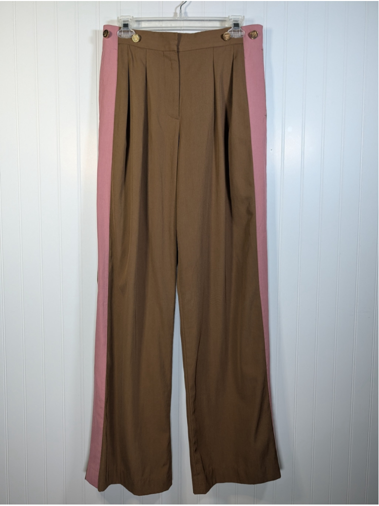 Paul Smith Italy Runway Sample Tan Pink Colorblock Tailored Trousers 40 Us 4 New
